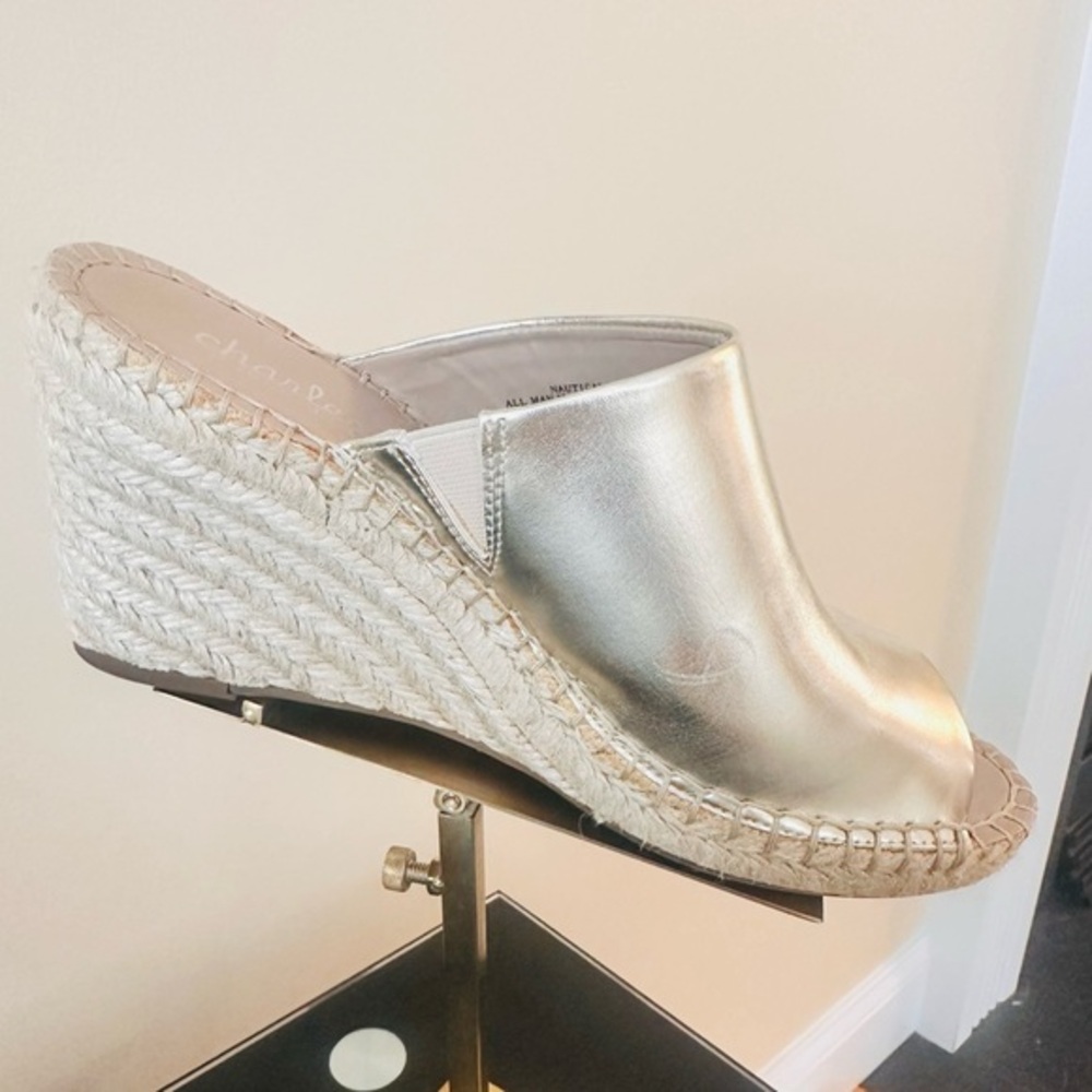 Charles By Charles David Metallic Gold Wedge Mules
